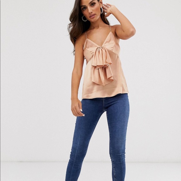 NWT ASOS DESIGN Champagne Satin Bow Cami Size 2 - Picture 8 of 11